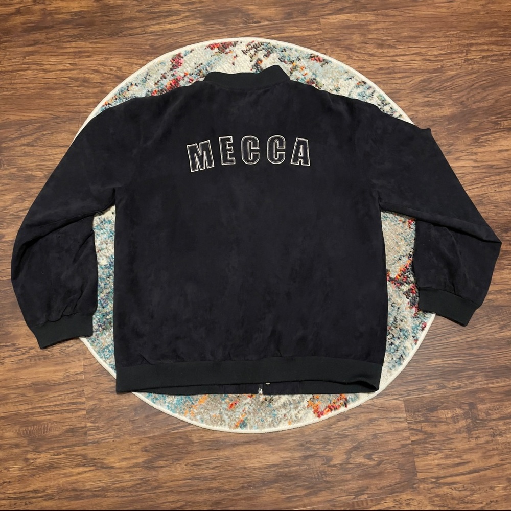 Vintage 90s 2000s Womens Mecca Spellout Full Zip Polyester Jacket XL 16 Black